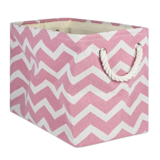 Medium Chevron Polyester Rectangle Bin By Dii in Rose | 16" x 10" x 12" | Michaels®
